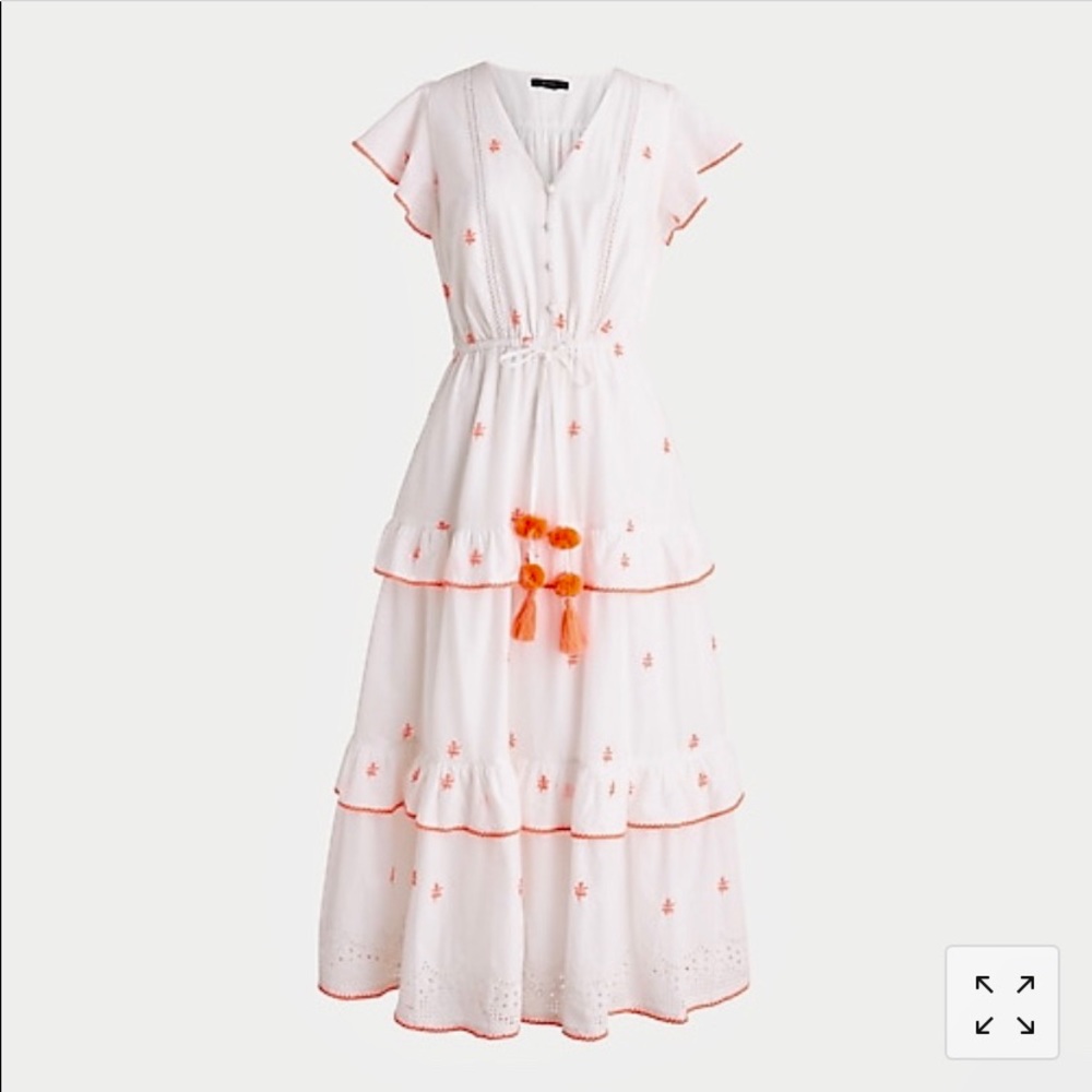 Embroidered midi dress cotton voile